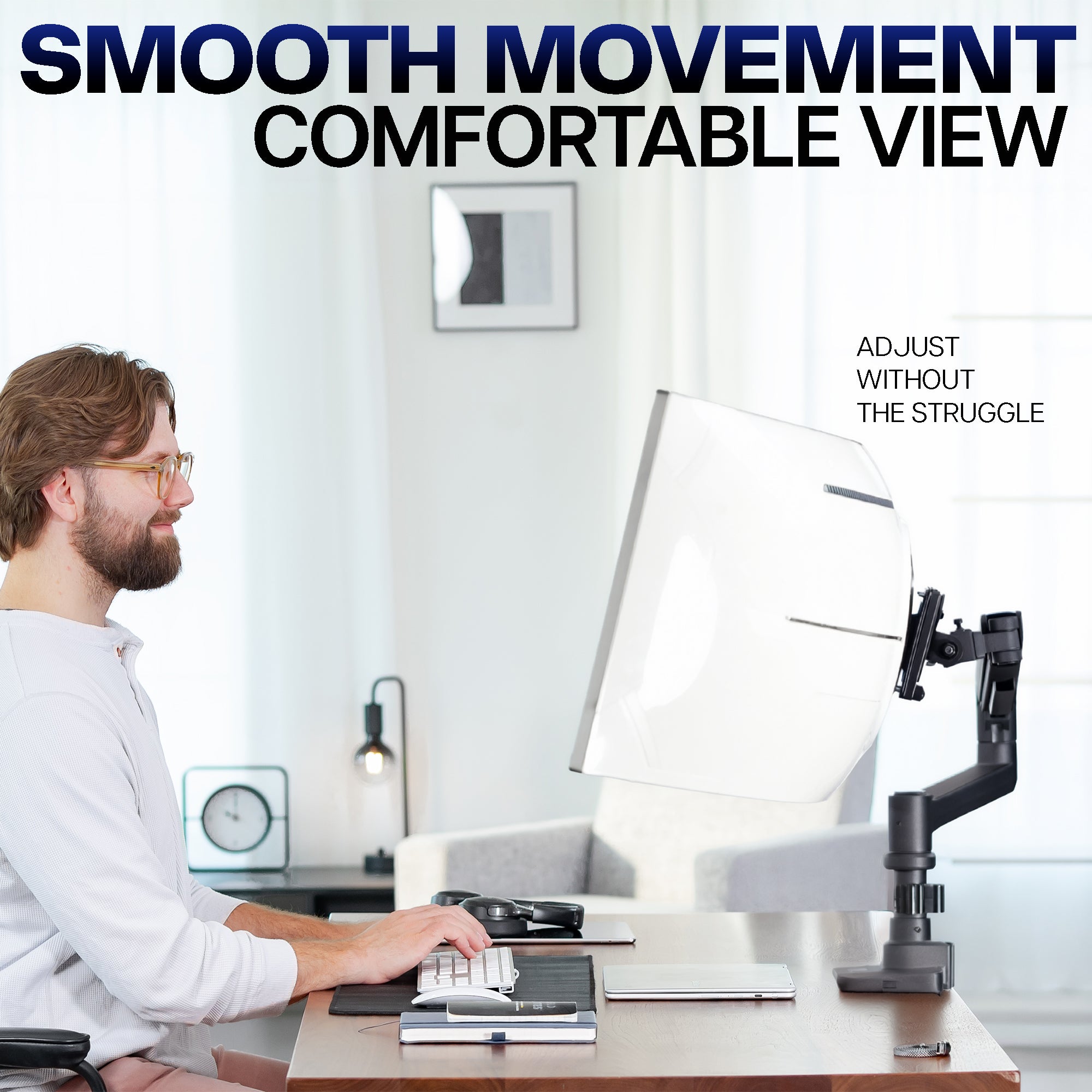 Pneumatic Arm Single Ultrawide Monitor Desk Mount - Up to 57" Screens