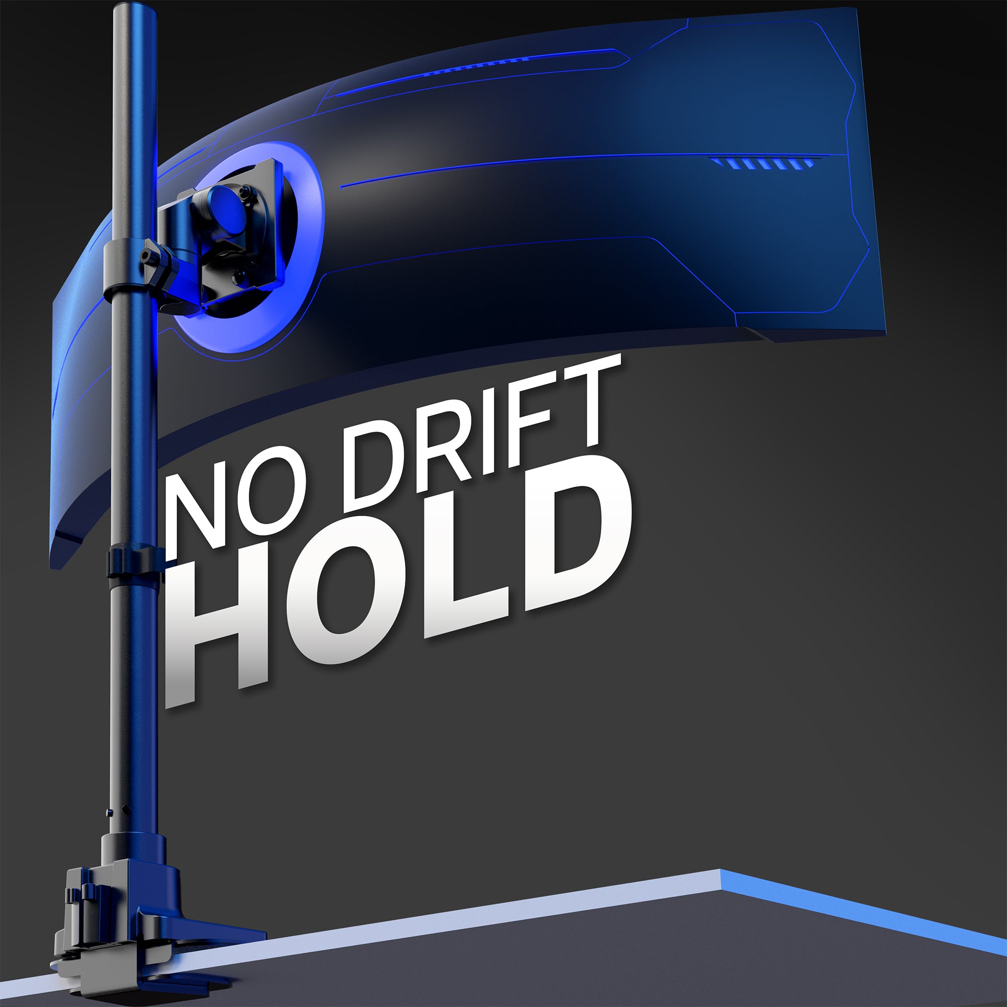 Heavy duty monitor stand with 'No Drift Hold'