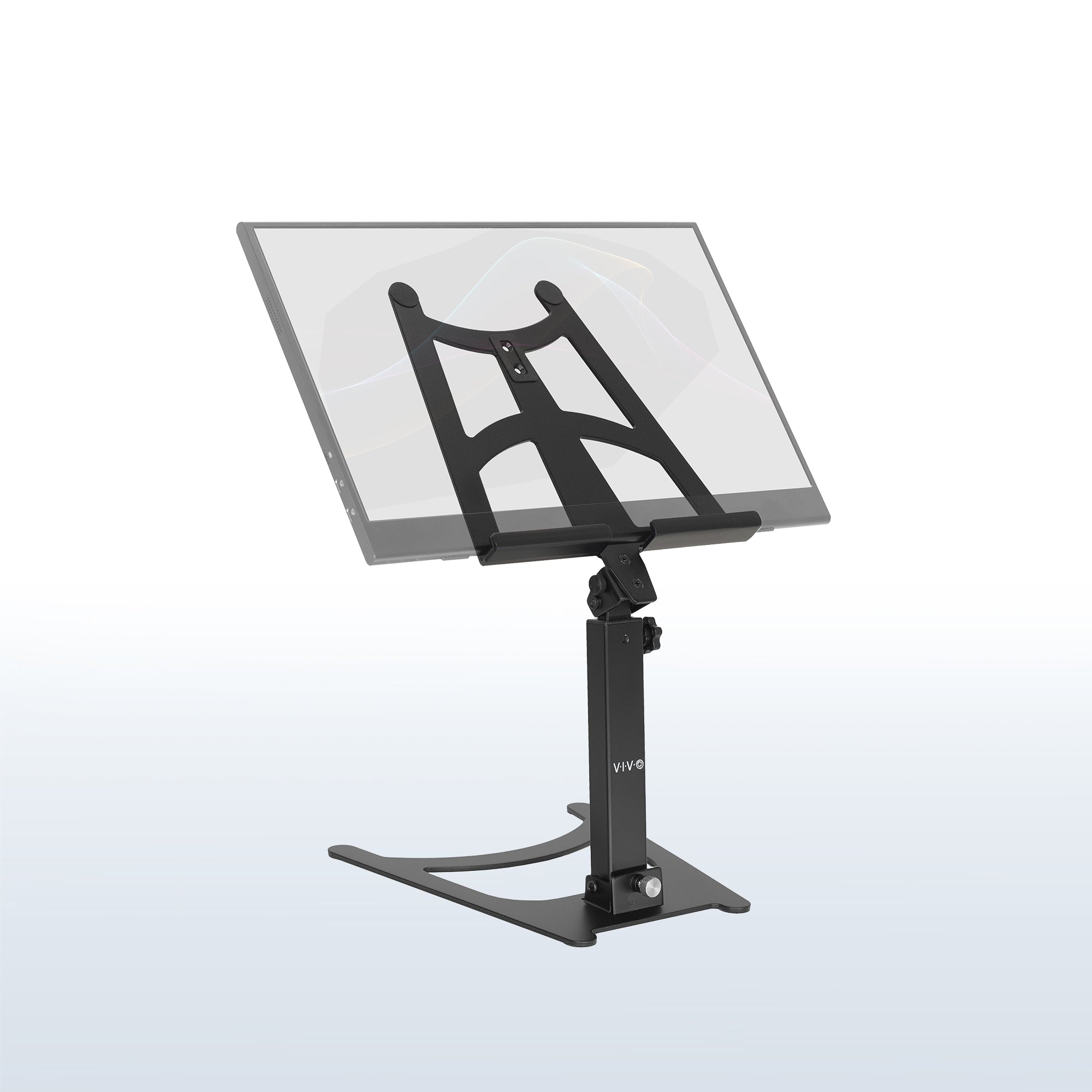 Portable monitor and tablet stand for desk.