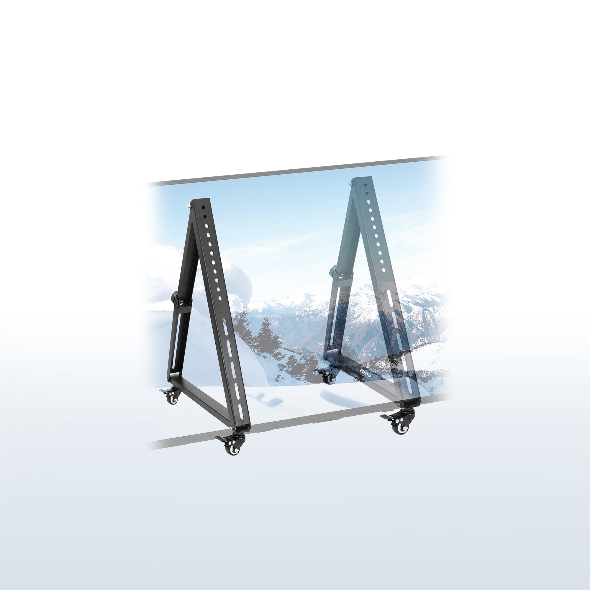 Low Height Mobile TV Stand for 32 to 65 inch Flat Curved Screens, LED LCD, Adjustable Floor Monitor Cart, Rolling TV Mount with Wheels