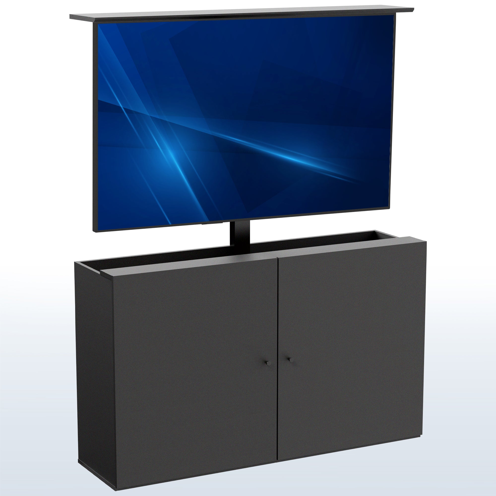 Black Cabinet with Motorized TV Stand for 32" to 55" Screens