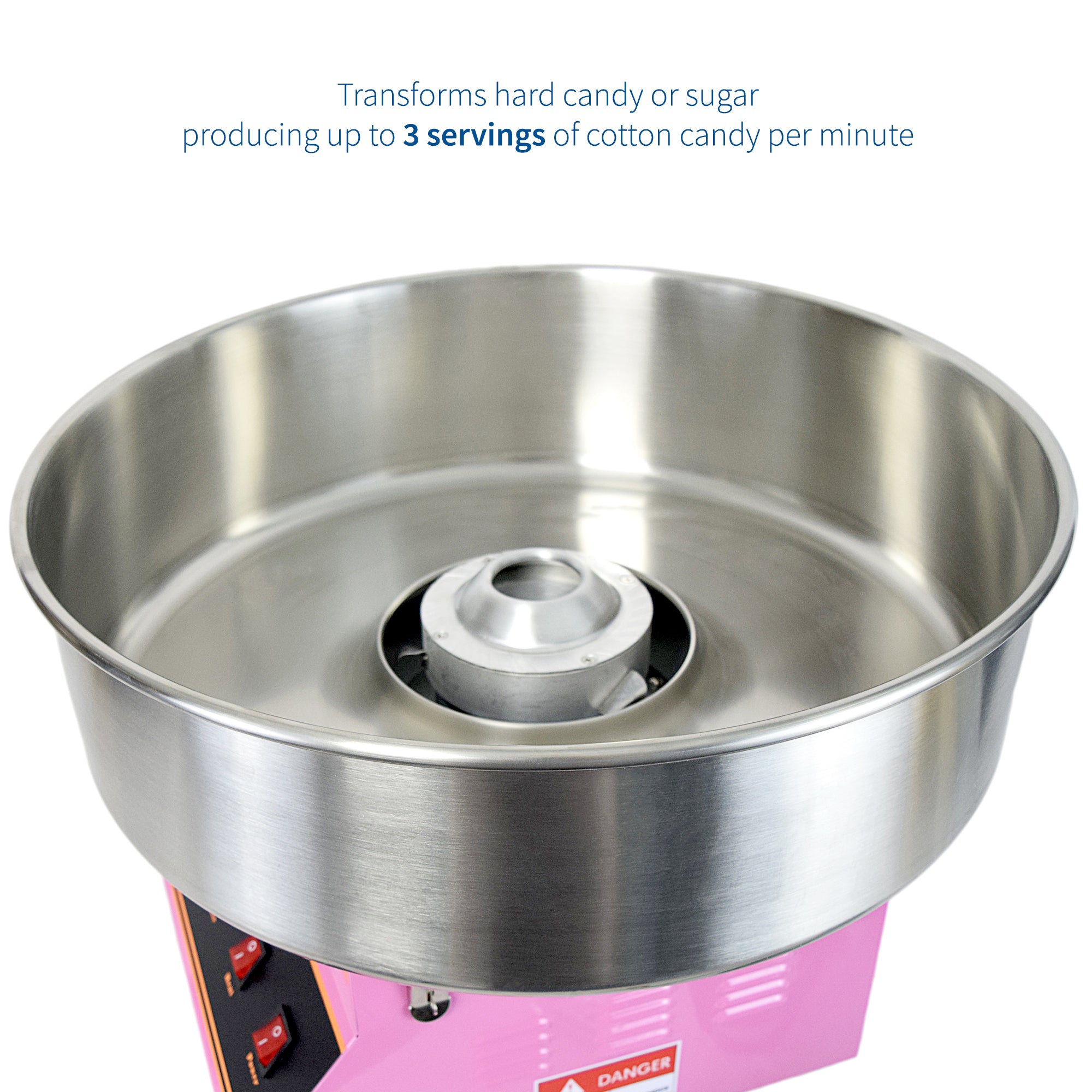 Pink Electric Commercial Cotton Candy Machine with Bubble Shield