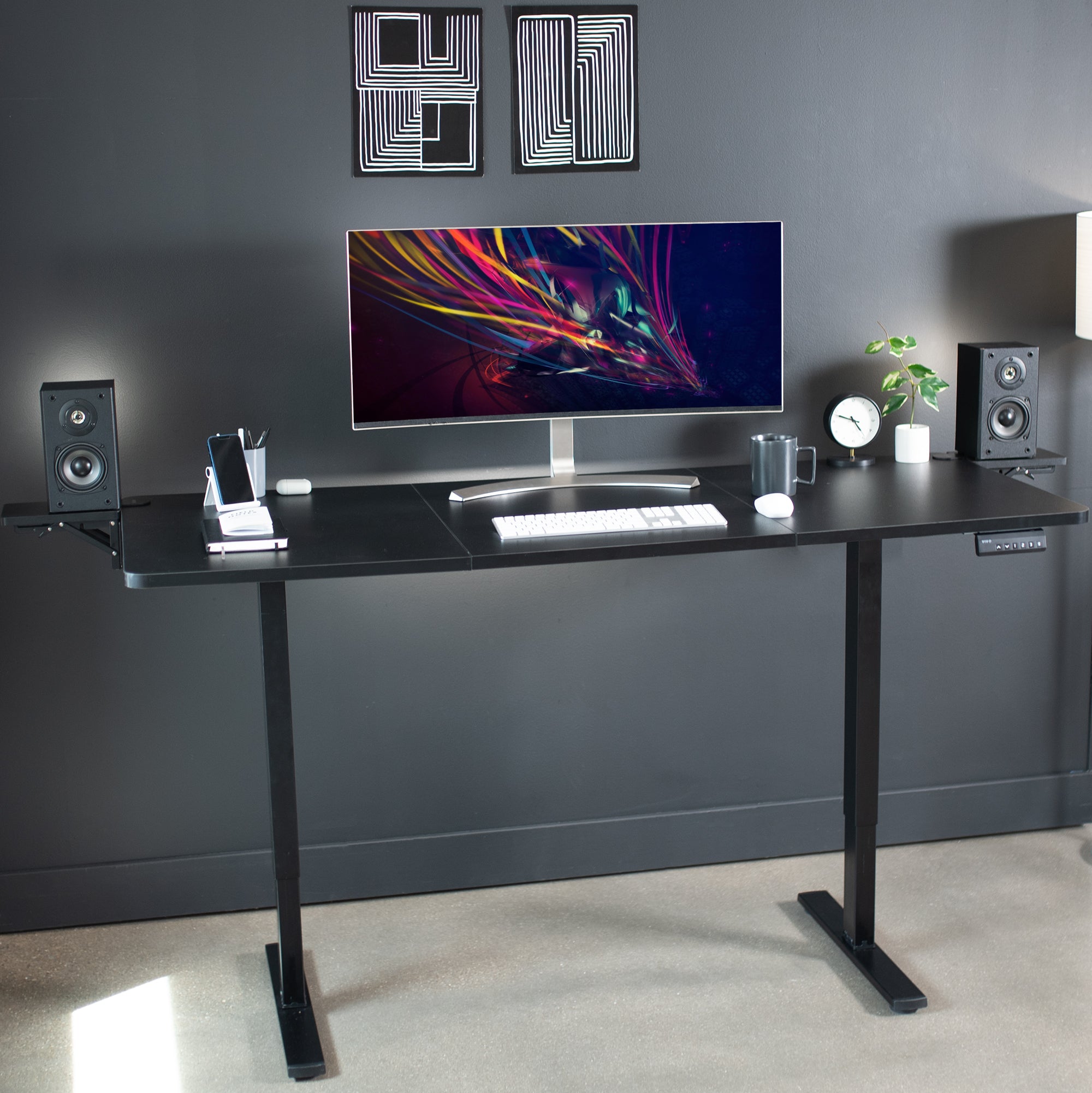 Clamp-on 6 x 9 inch (11 Including Clamps) Desk Extender, Wrist Support, Armrest Tray, Table Mount for Sit Stand Desks