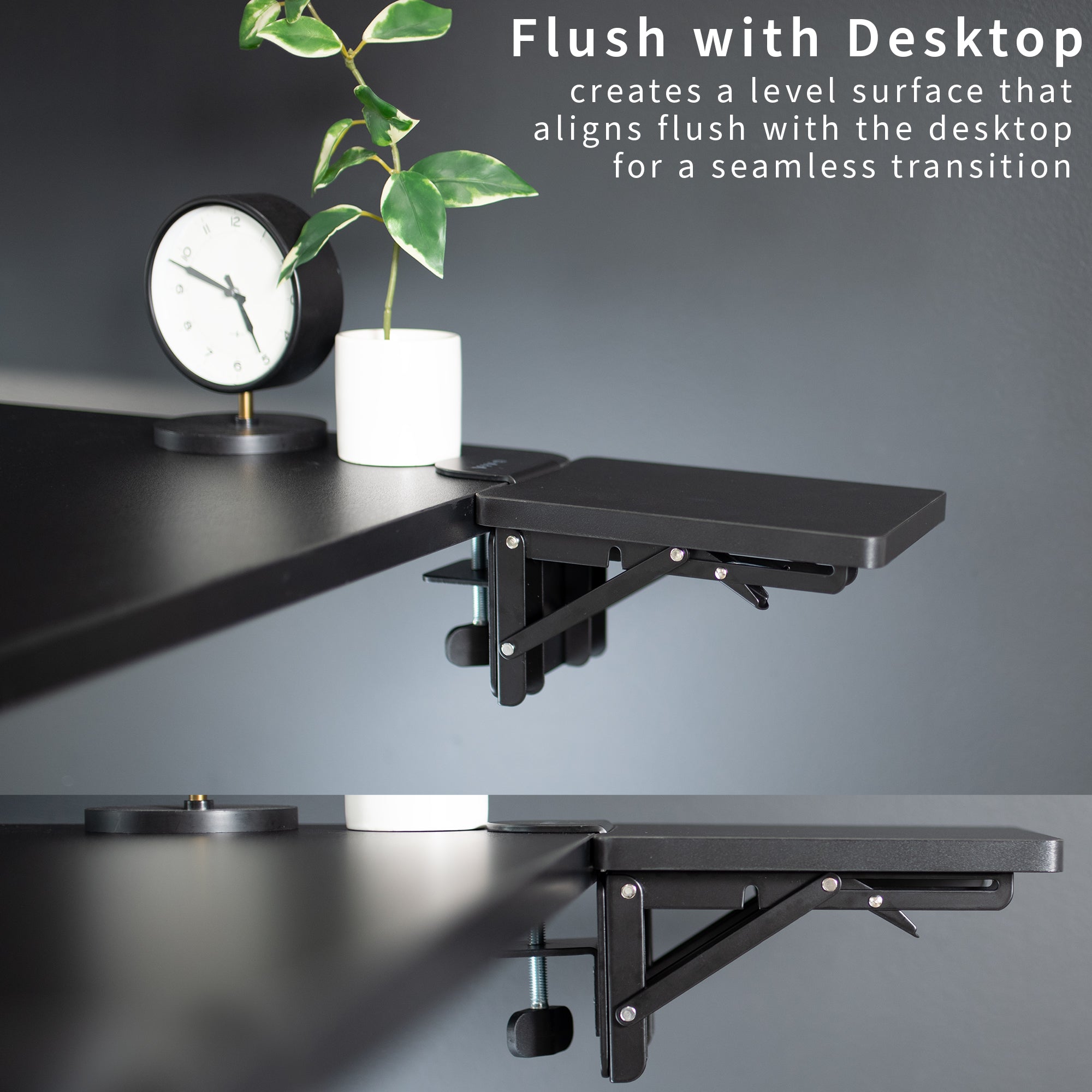 Clamp-on 6 x 9 inch (11 Including Clamps) Desk Extender, Wrist Support, Armrest Tray, Table Mount for Sit Stand Desks