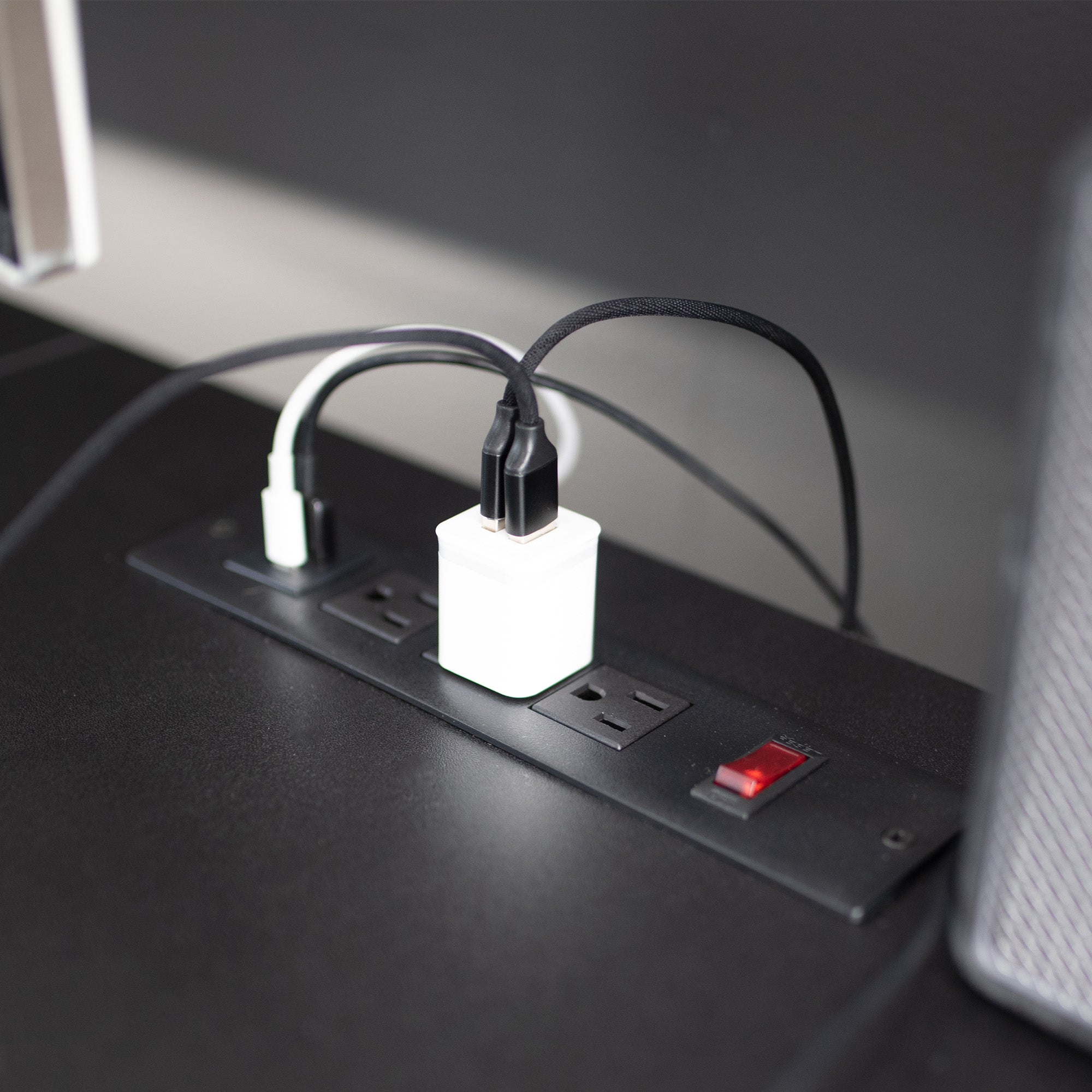 63 x 32 inch Universal Table Top with Built-In Power Strip for Standard and Sit Stand Height Adjustable Home and Office Desk Frames