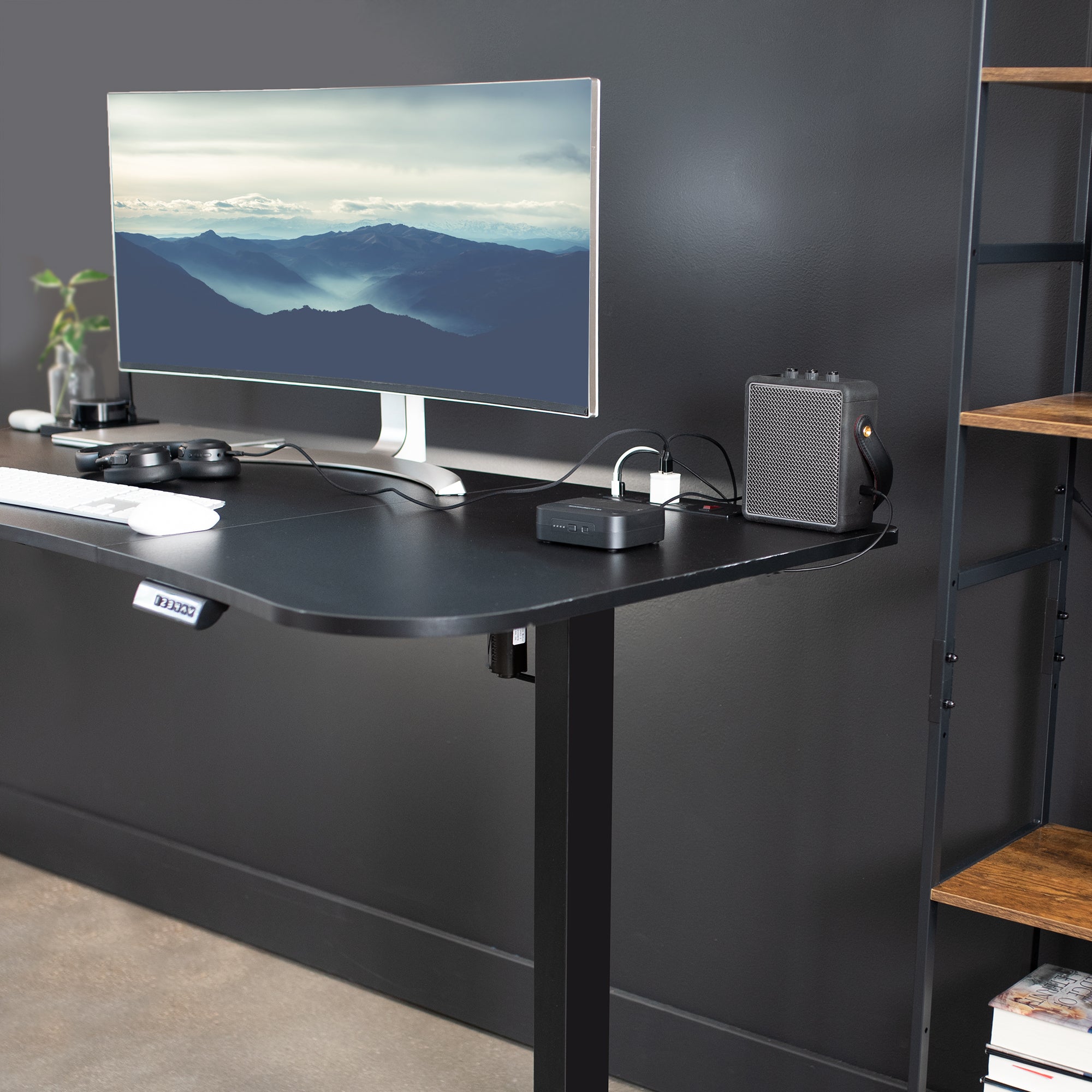 63 x 32 inch Universal Table Top with Built-In Power Strip for Standard and Sit Stand Height Adjustable Home and Office Desk Frames