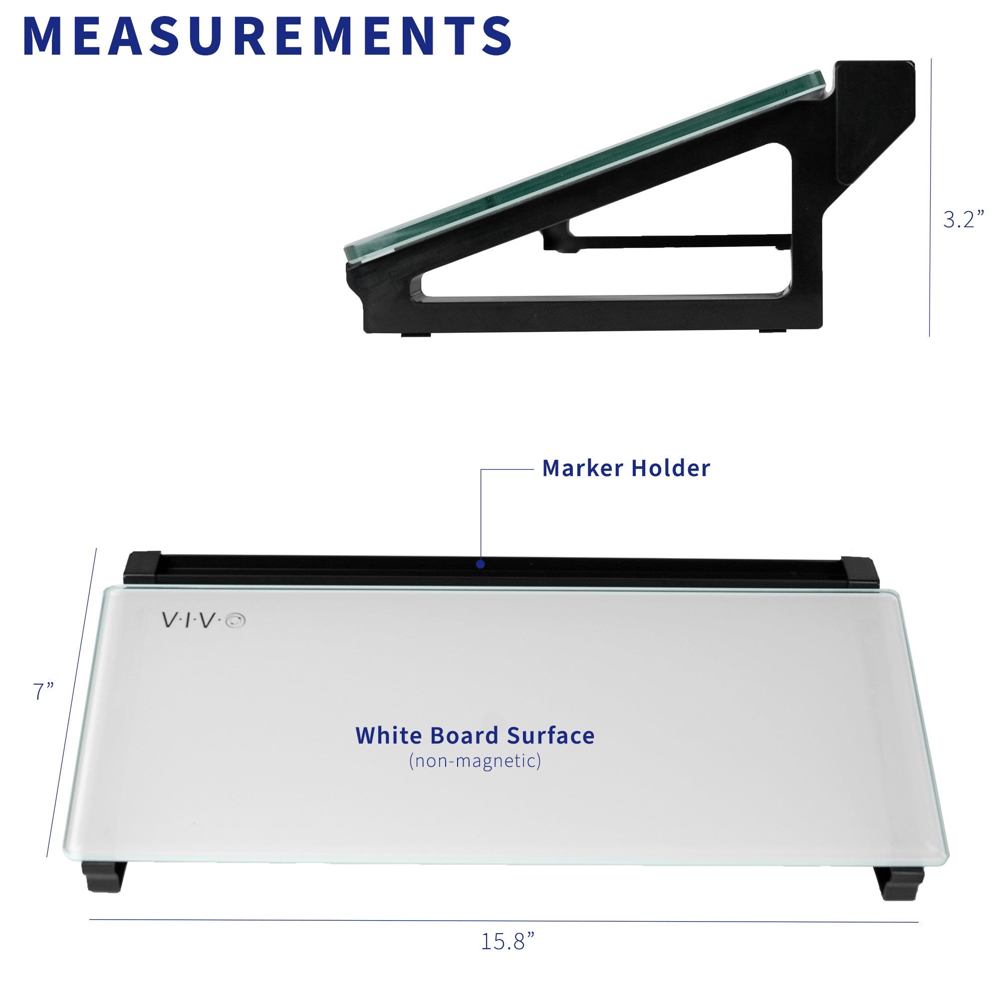 Glass 16in x 7in Desktop Whiteboard with Steel Frame