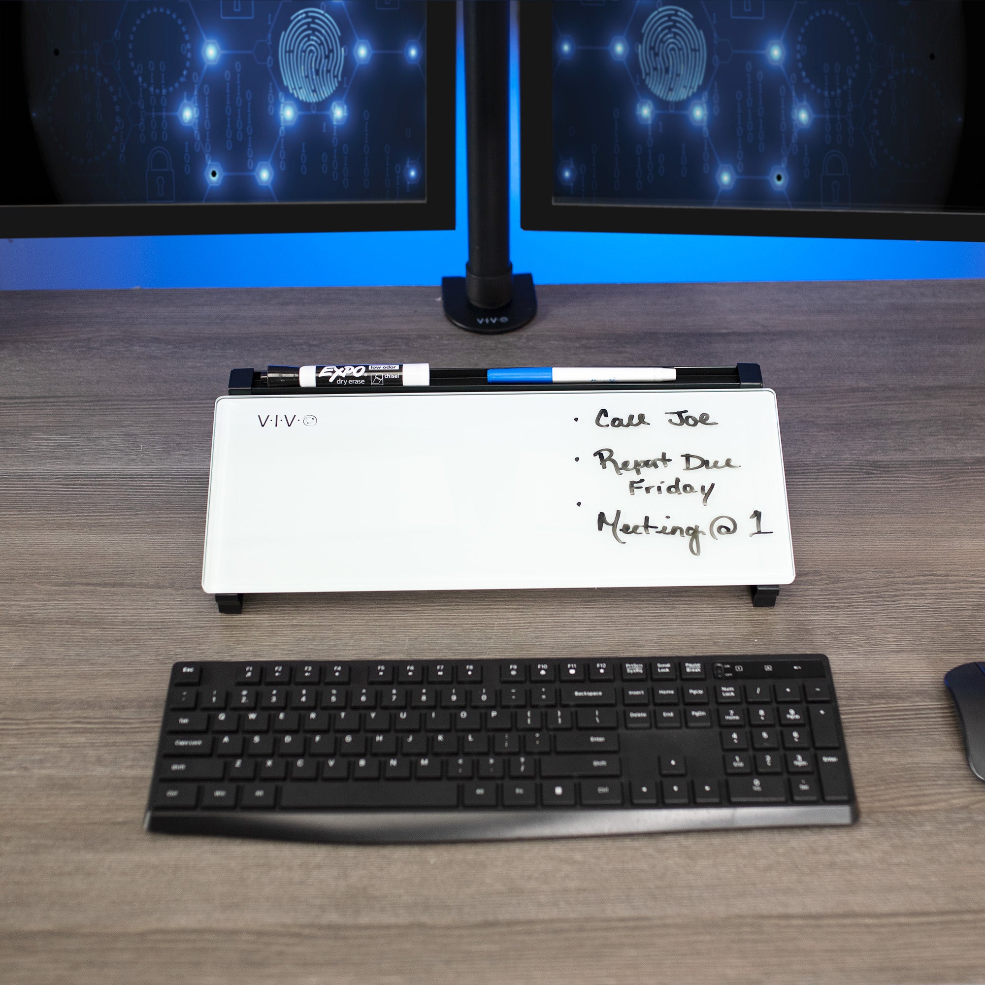 Glass 16in x 7in Desktop Whiteboard with Steel Frame