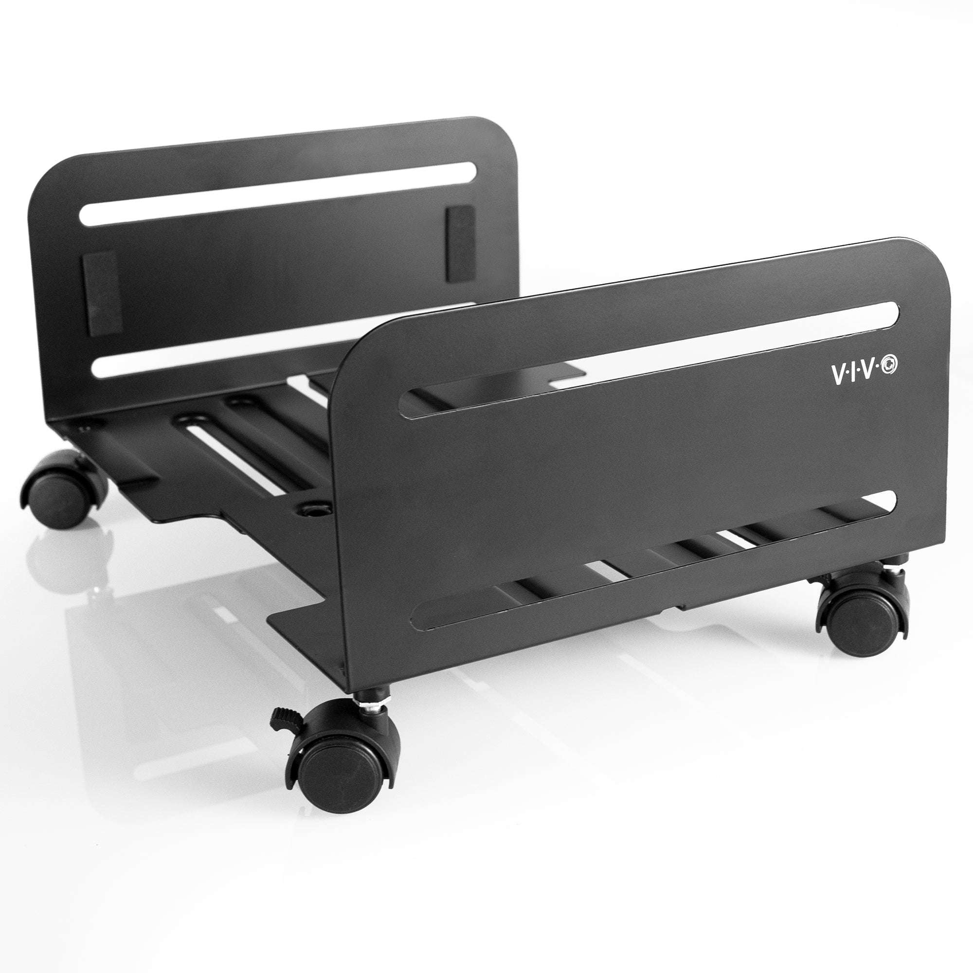 Large Computer Tower Desktop ATX-Case, CPU Steel Rolling Stand, 7.8 to 14 inch Wide Adjustable Mobile Cart Holder with Locking Caster Wheels, Gaming PC Holder