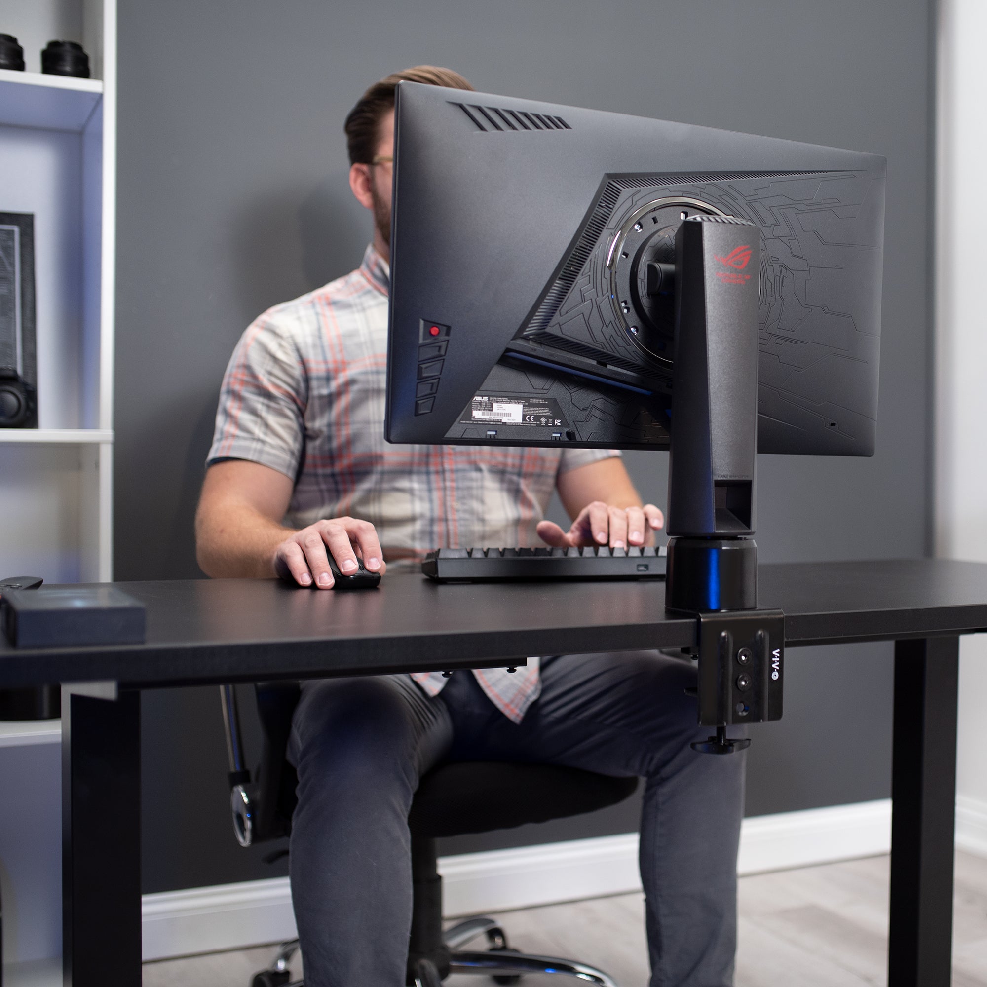 Transform your monitor stand to a low-profile clamp mount.