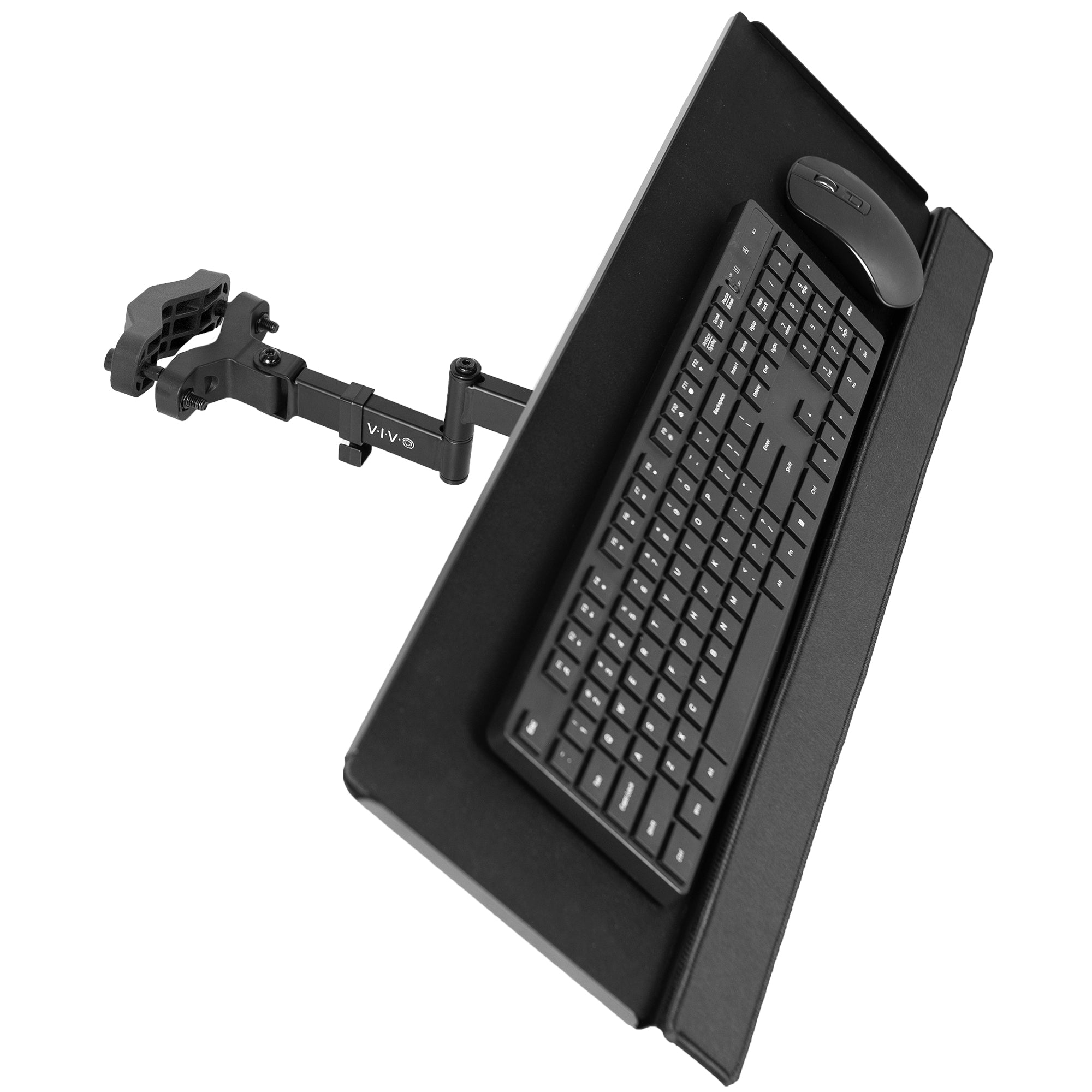 Universal mount is ideal for adding a keyboard tray to an existing monitor stand or any pole within the diameter range.