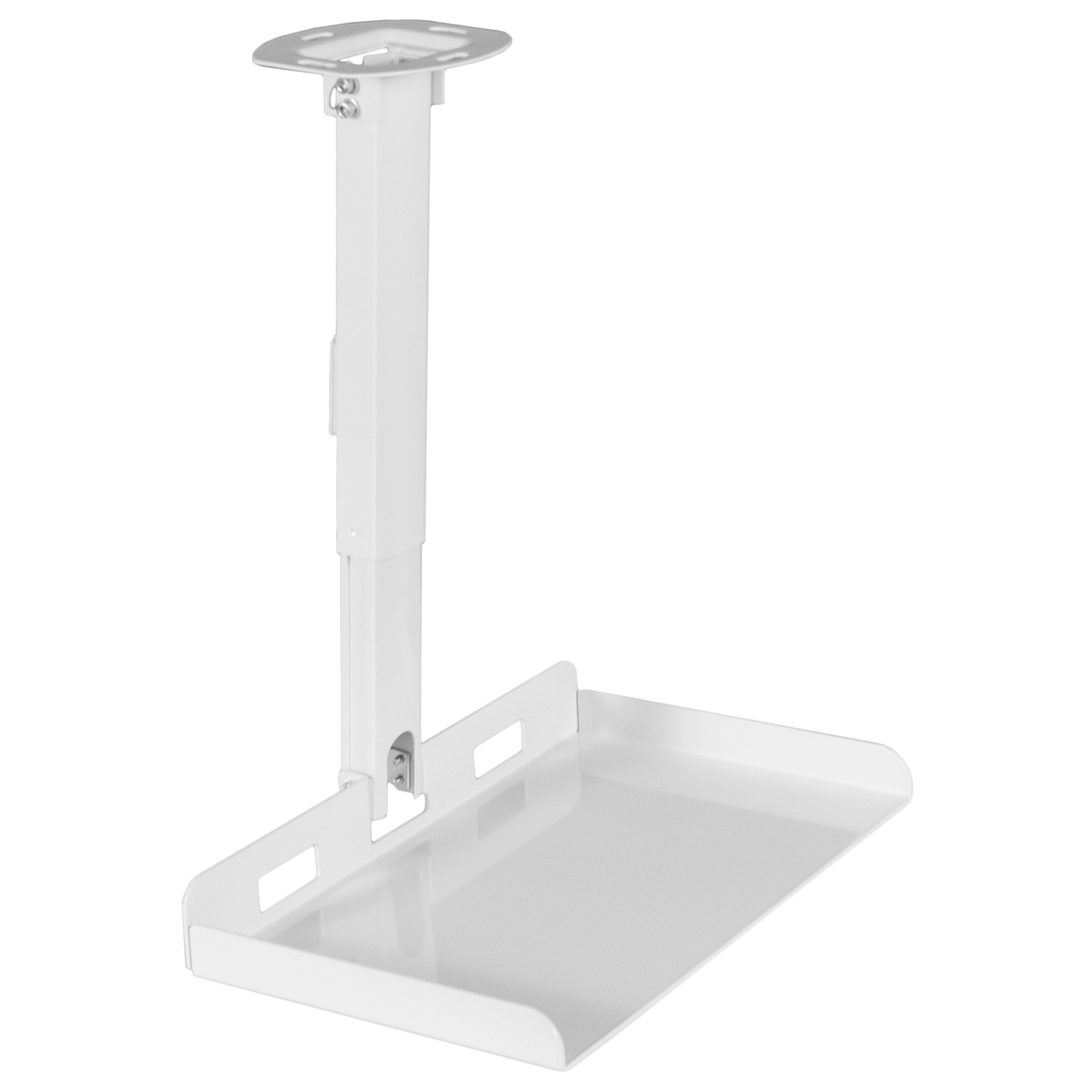 Universal ceiling projector tray mount designed for projectors that don't have mounting holes.