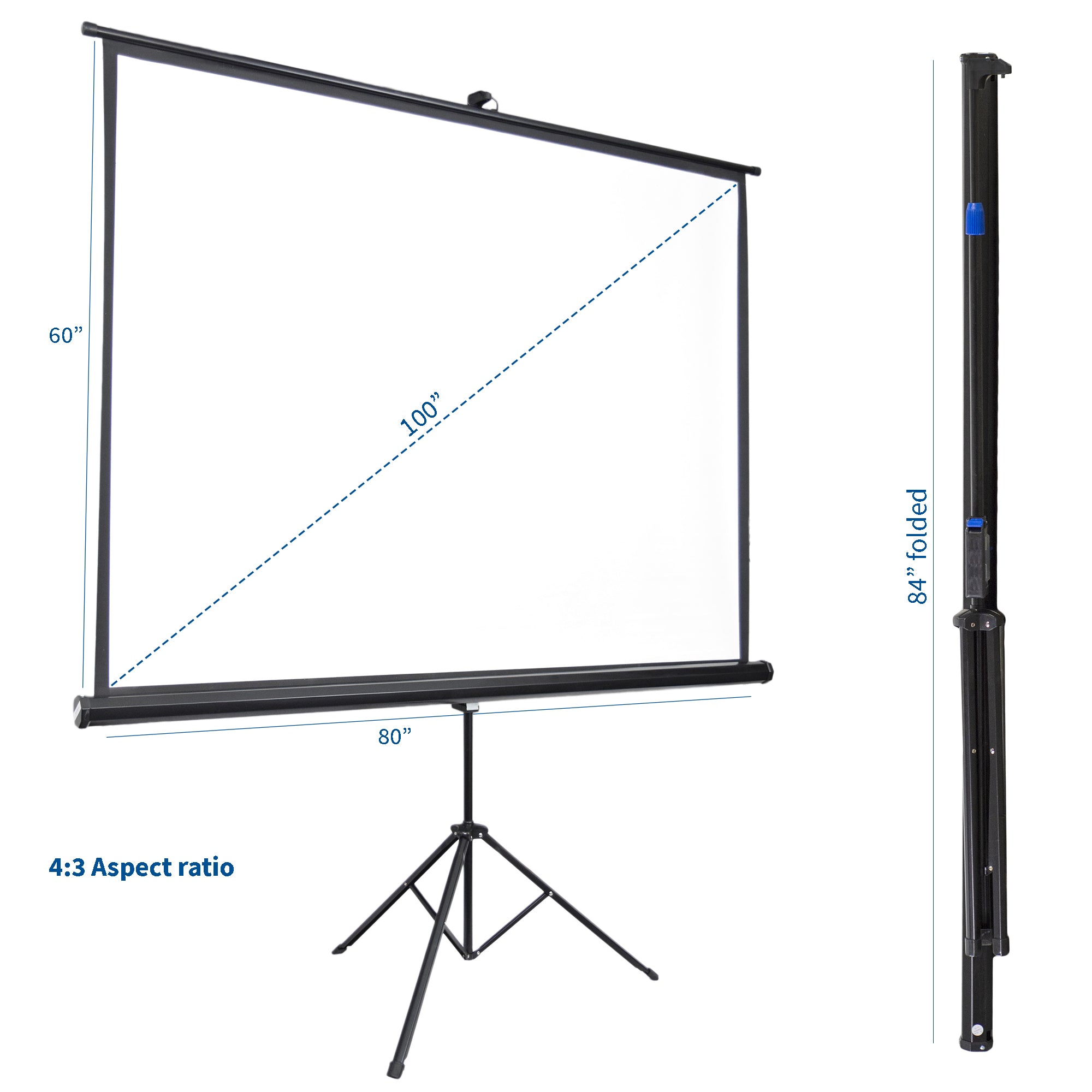 100in Portable Tripod Projector Screen 4:3