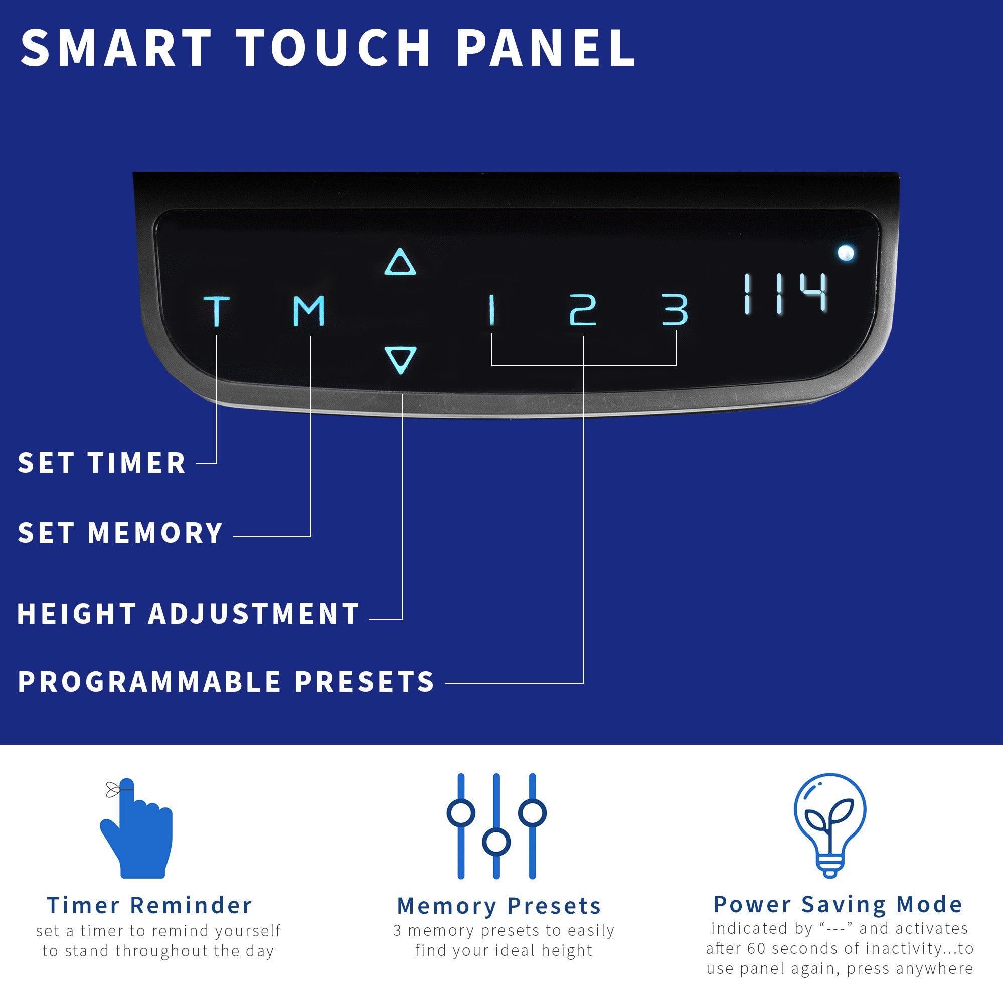 Smart control panel with programmable presets.