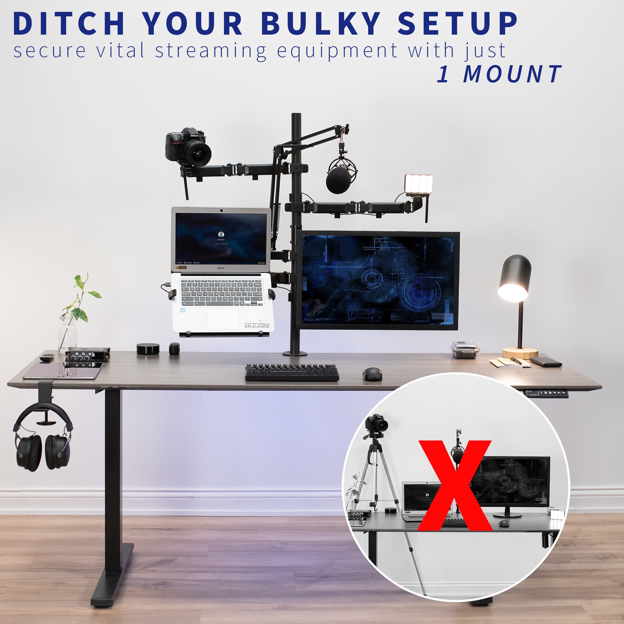 Free up desk space while simultaneously modernizing your content-producing workspace.