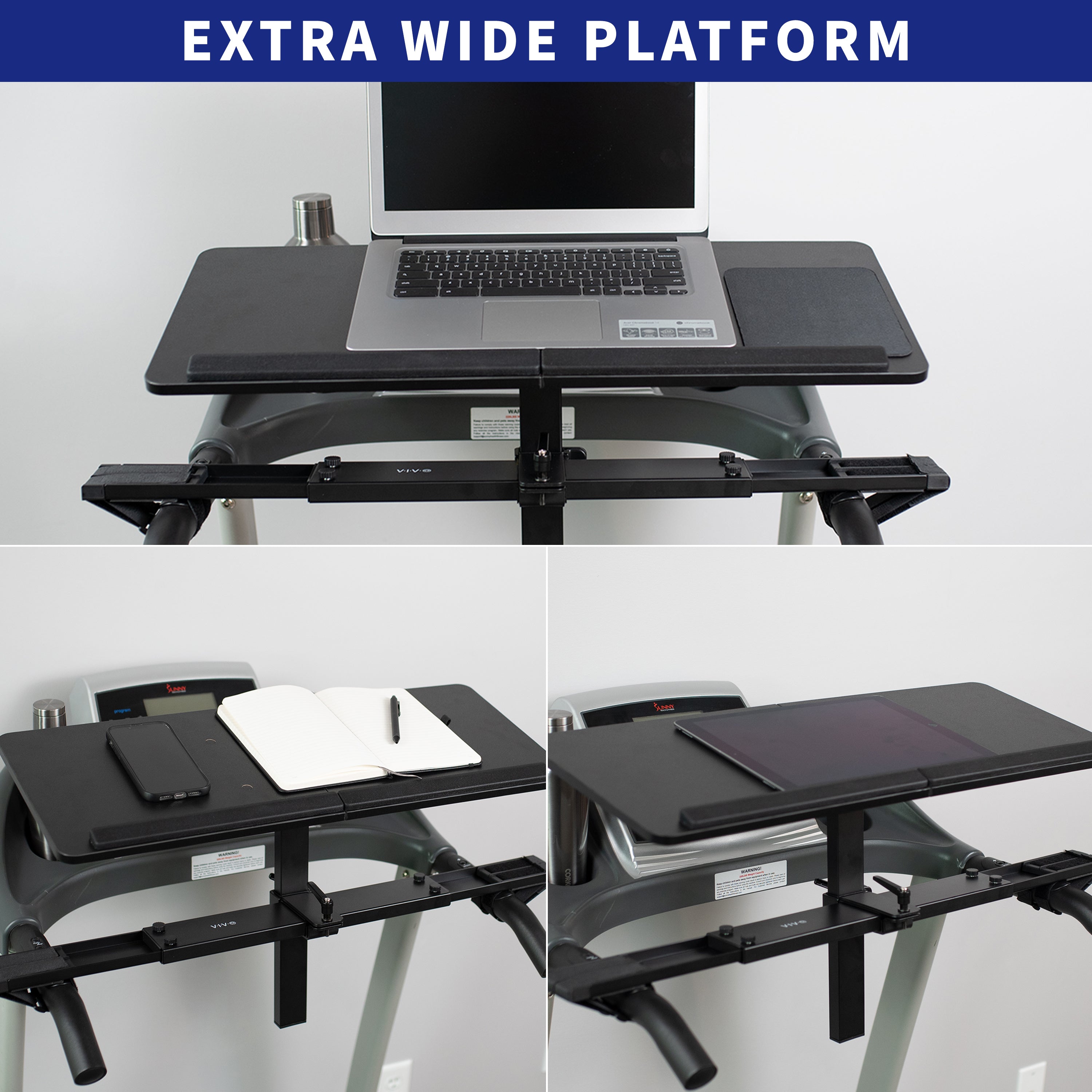 Variety of uses for holding notebook phones, tablets, laptops and a mouse to best suit work tasks.