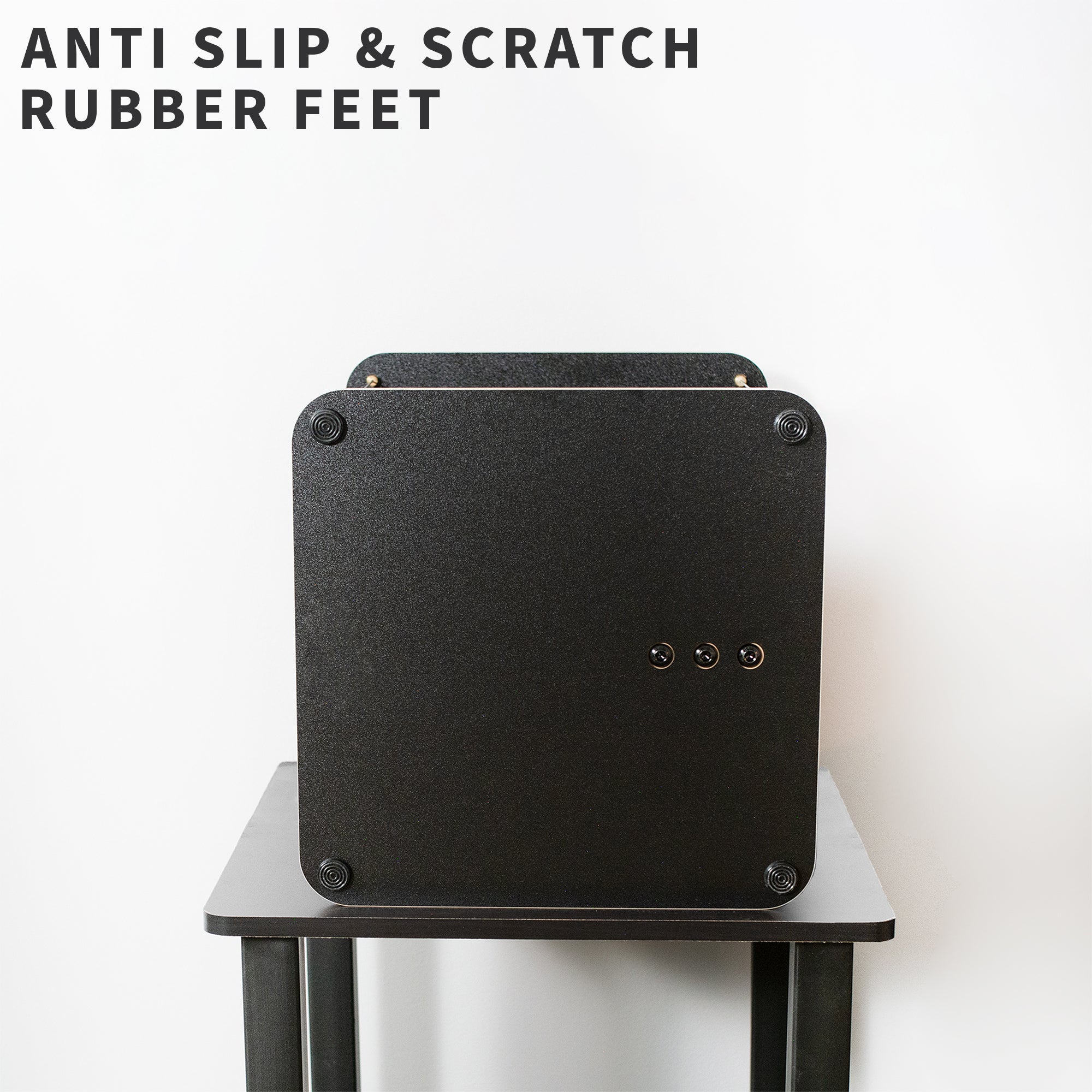 Anti-slip and scratch rubber feet of anti-gravity floating speaker stand.