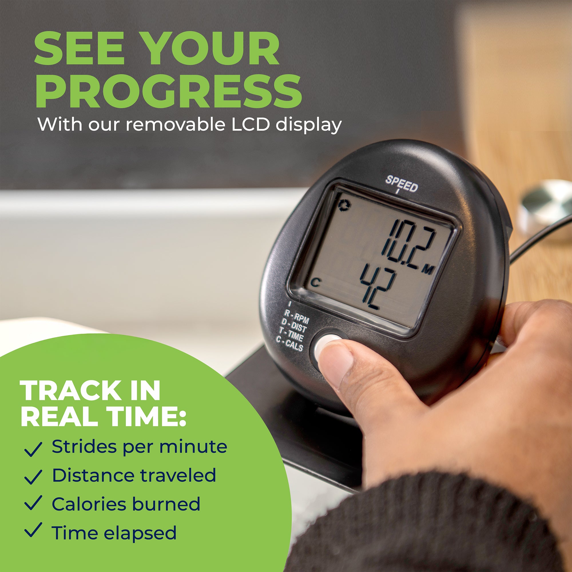 Adjustable Under Desk Bike Pedal Exerciser with removable LCD screen