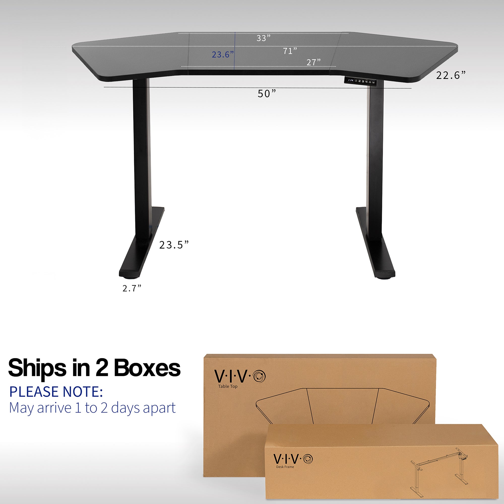 Telescoping two-tier legs providing smooth transitions from sitting to standing.