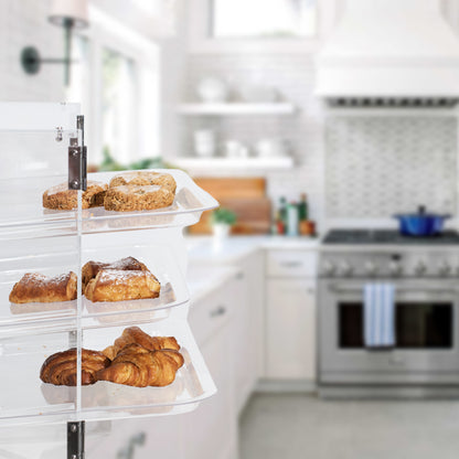 3 Tray Acrylic Pastry Display Case with Removable Trays and Rear Opening Doors with Magnetic Latches