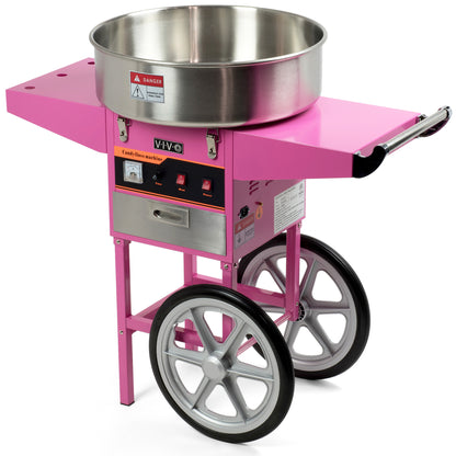 Pink Electric Commercial Cotton Candy Machine with Cart