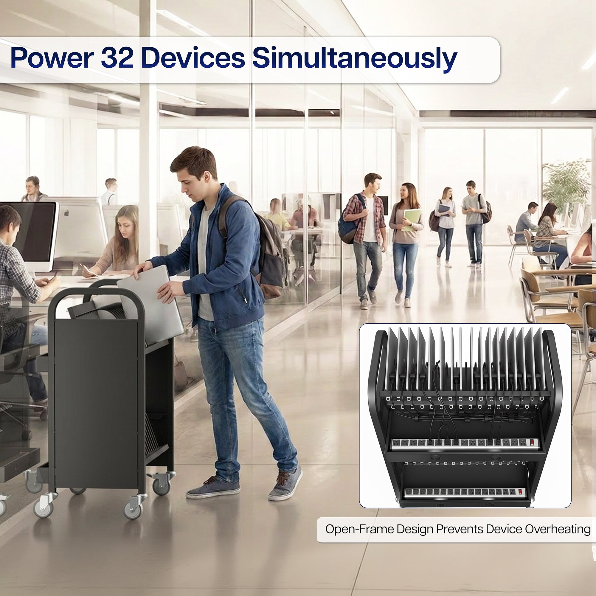 32-Device Open Charging Cart