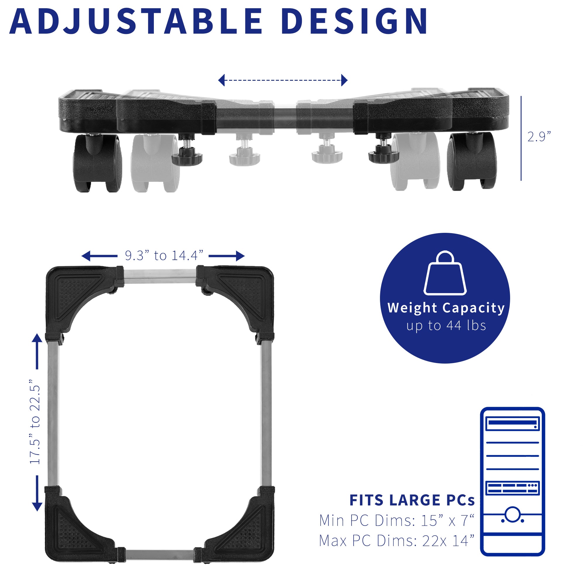 This PC cart / CPU trolley raises your PC off of the ground and makes it easily mobile.