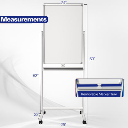 Mobile double sided whiteboard.