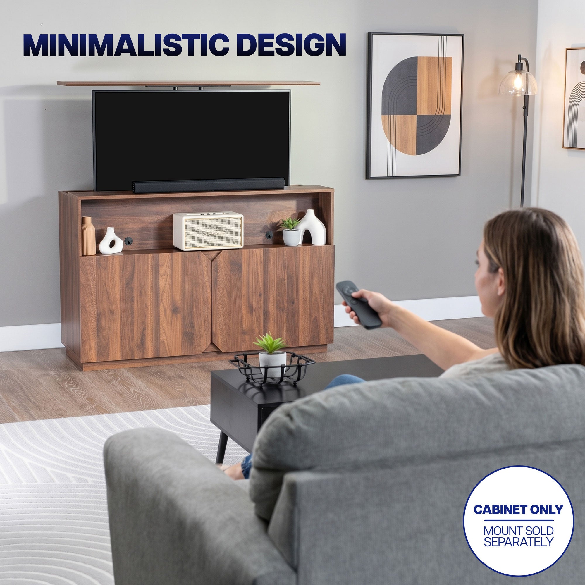 TV Lift Cabinet w/ Storage - 32” to 55” Screens