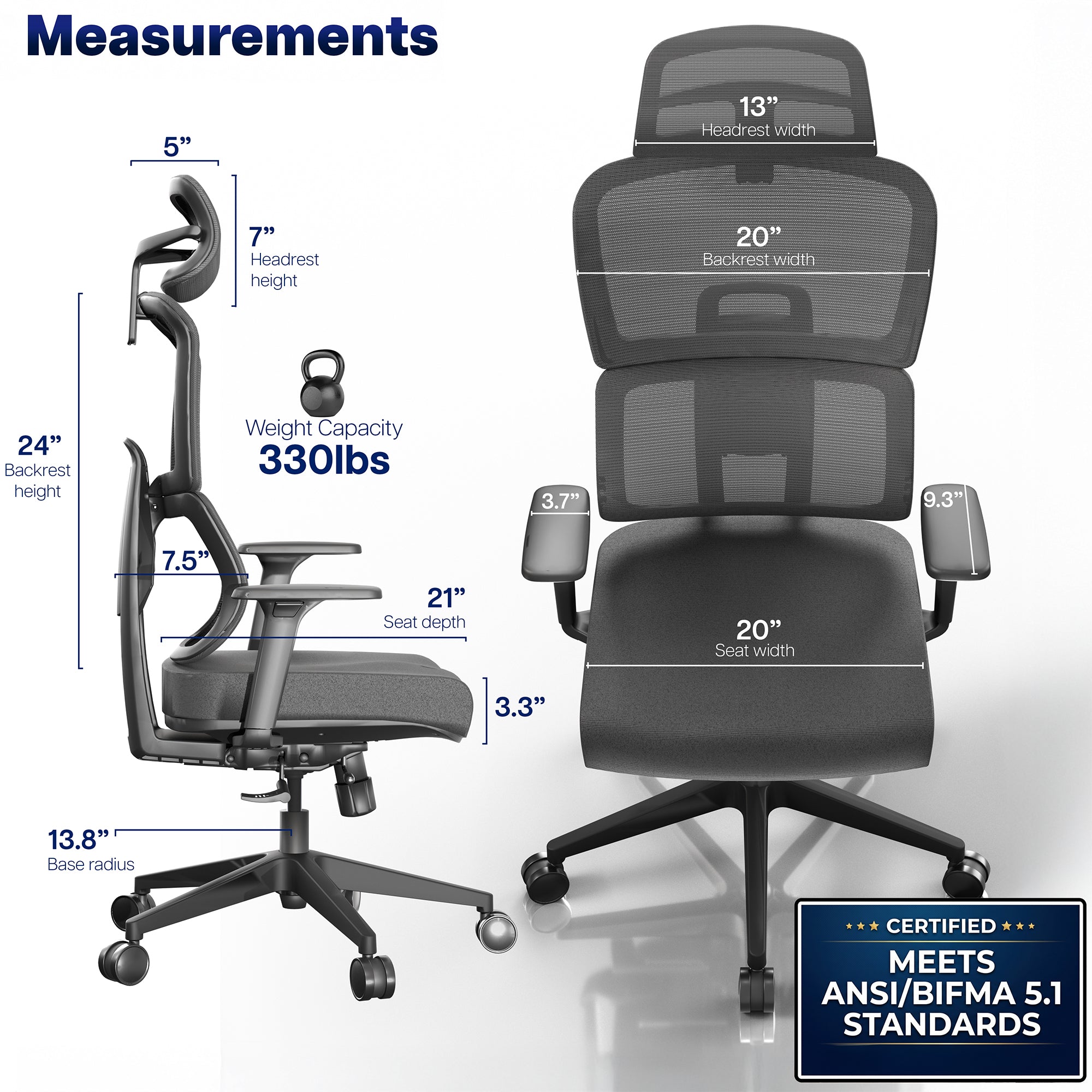 Brand New! Ergonomic Cushioned Office Chair, Meets ANSI/BIFMA Standards