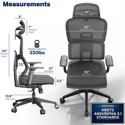 Brand New! Ergonomic Cushioned Office Chair, Meets ANSI/BIFMA Standards