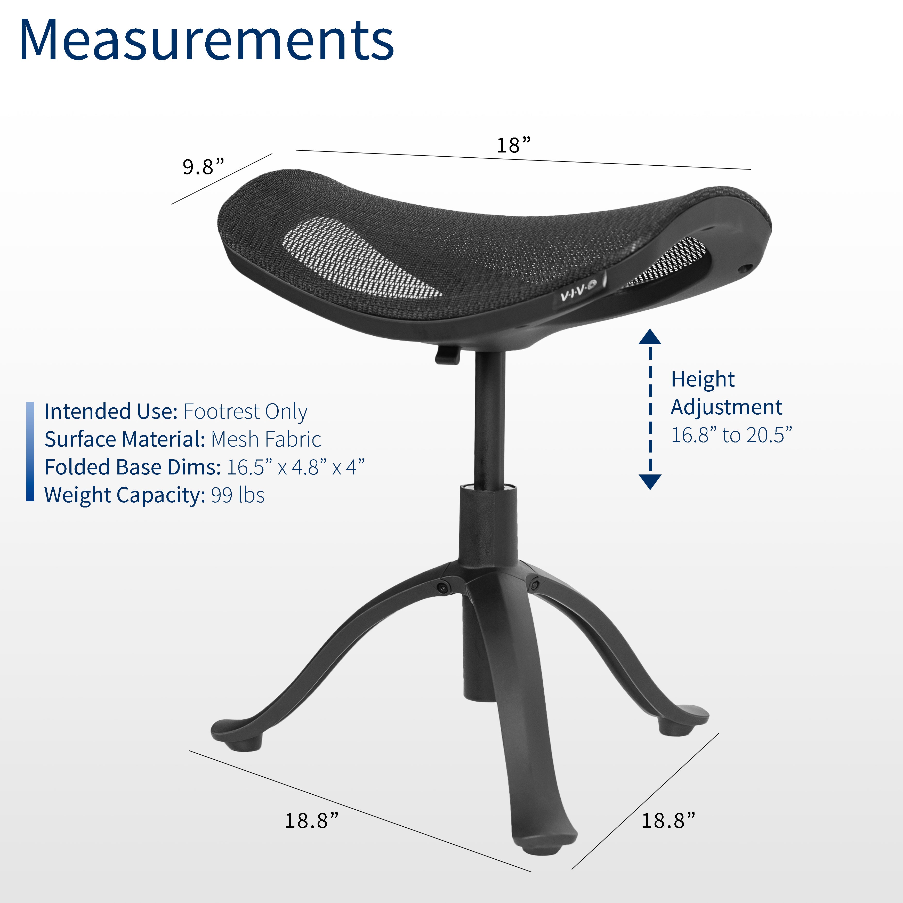 Ergonomic Height Adjustable Footrest for Desk