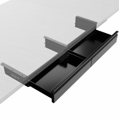 Black under-desk drawer extension with VIVO branding on a white background