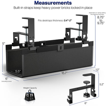 Measurements of cable management tray