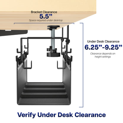 Measurements of clamp-on cable management tray