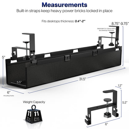 31" Clamp-on cable management tray