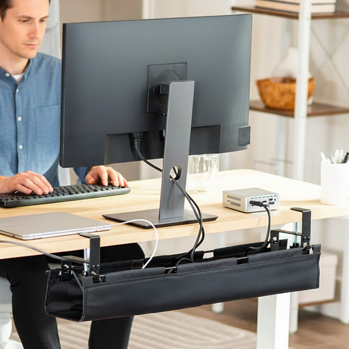 31" Clamp-on cable management tray