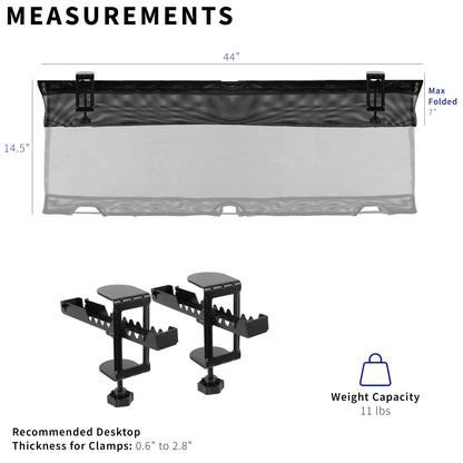 44 Inch Clamp-on Under Desk Cable Net, Workstation Wire Organizer, Cable Management for Home and Office 44 Inch Clamp-on Under Desk Cable Net, Workstation Wire Organizer, Cable Management for Home and Office