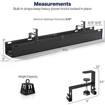 47" Clamp-on cable management tray