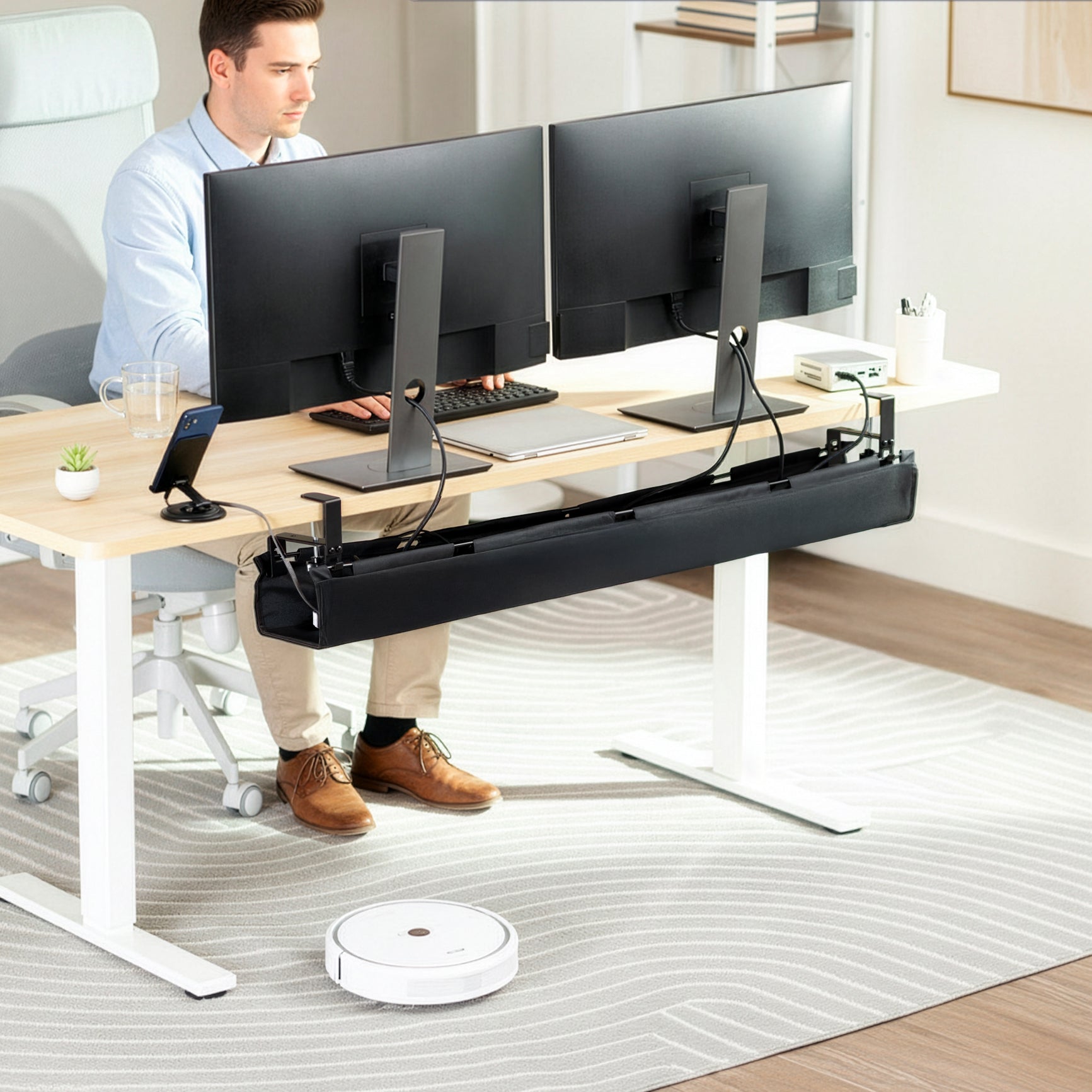 47" Clamp-on cable management tray