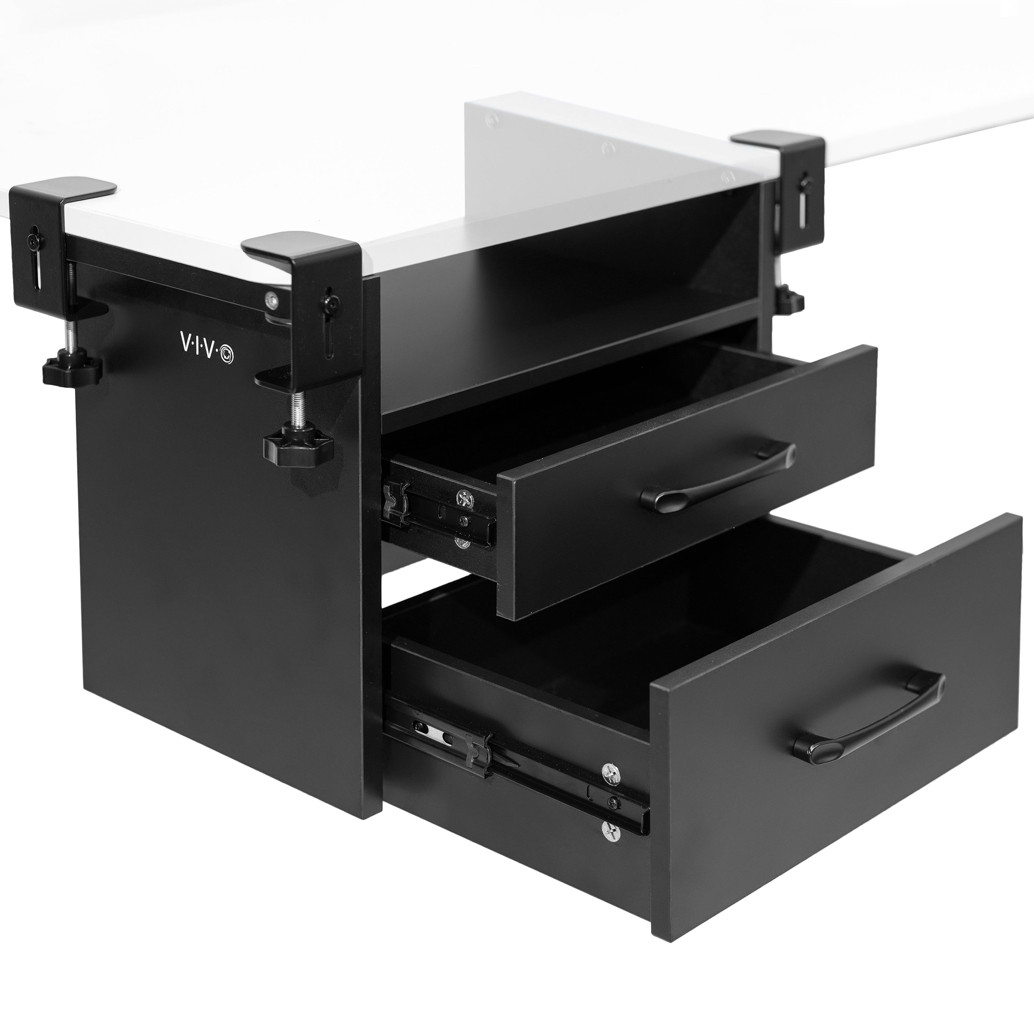 Black Corner Clamp-on Desk Drawer