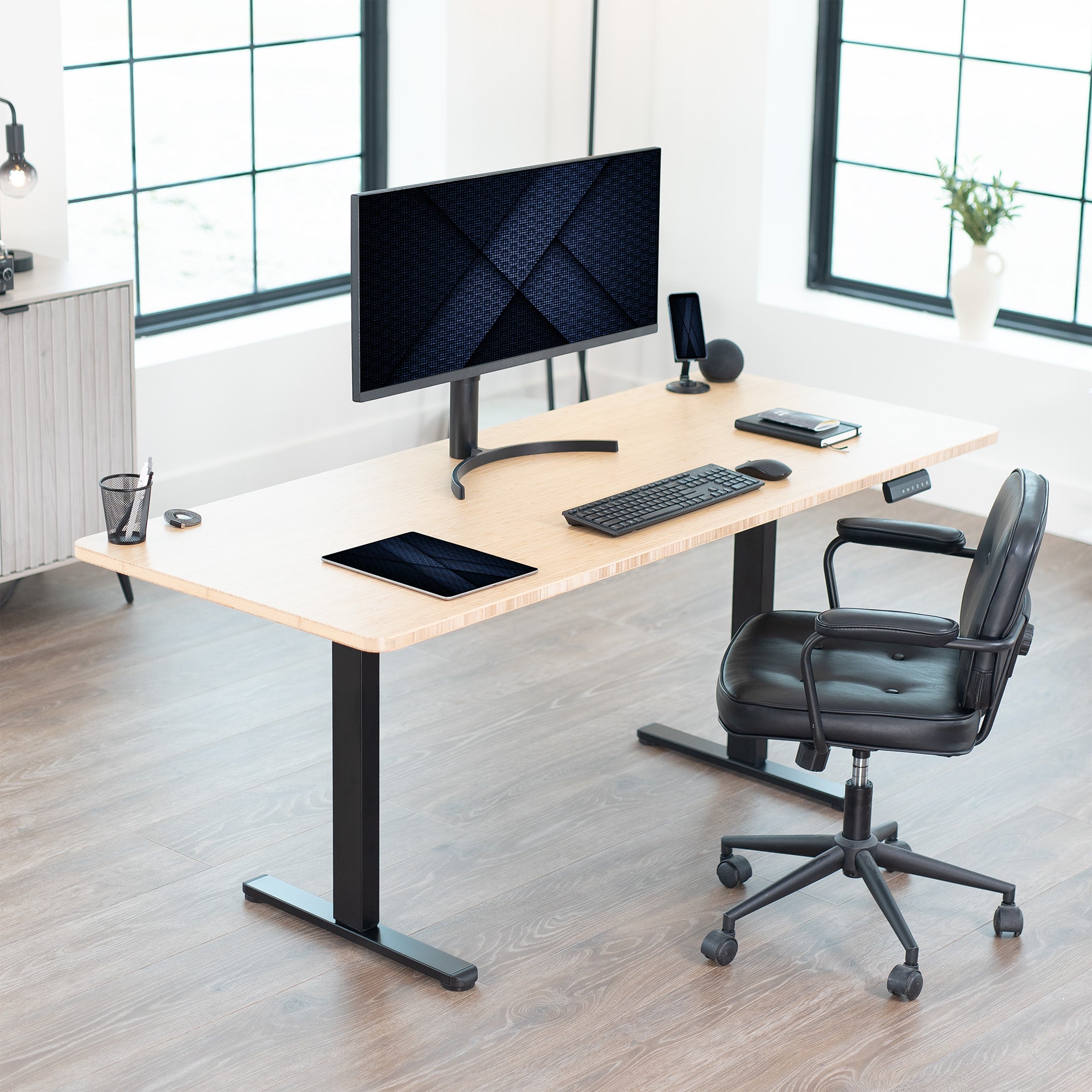 Motorized standing desk frame for raising your table top to a sitting or standing position.