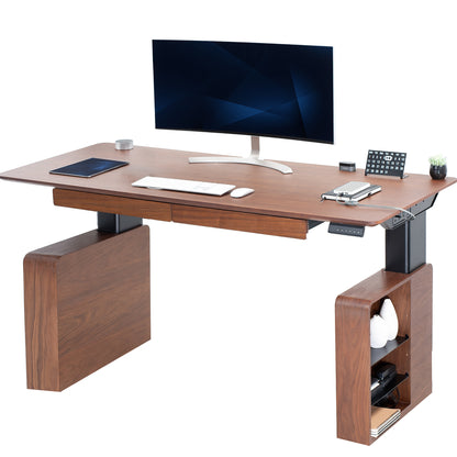 Walnut 72" x 30" Electric Executive Desk with Storage