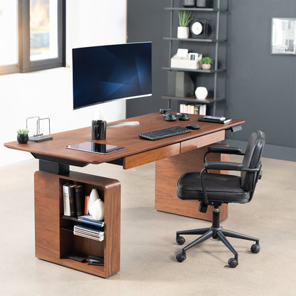 Walnut 72" x 30" Electric Executive Desk with Storage