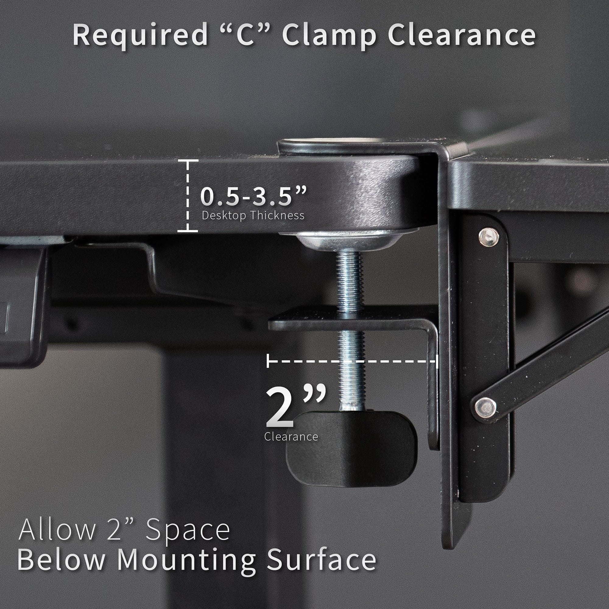 Clamp-on 6 x 9 inch (11 Including Clamps) Desk Extender, Wrist Support, Armrest Tray, Table Mount for Sit Stand Desks