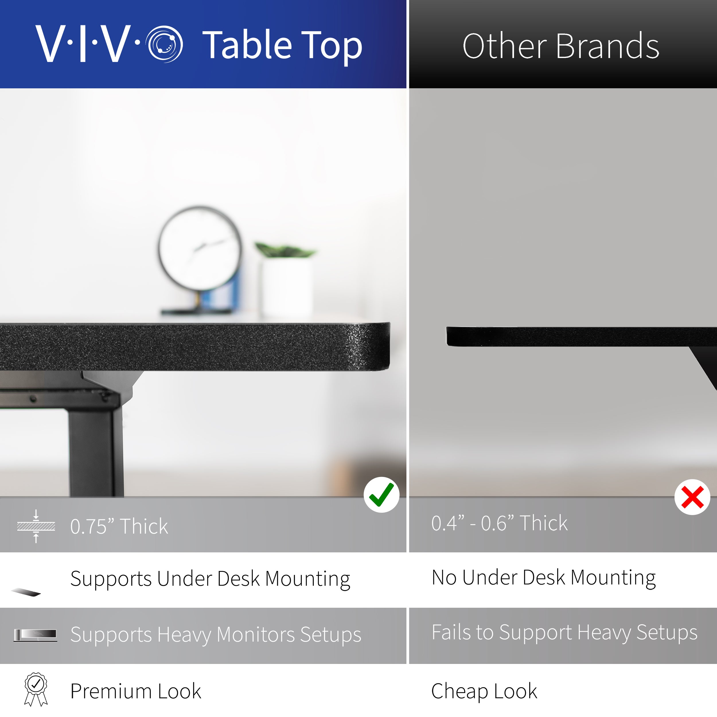 Sleek incorporated cable management at the back of the desk for a clean and tidy appeal.