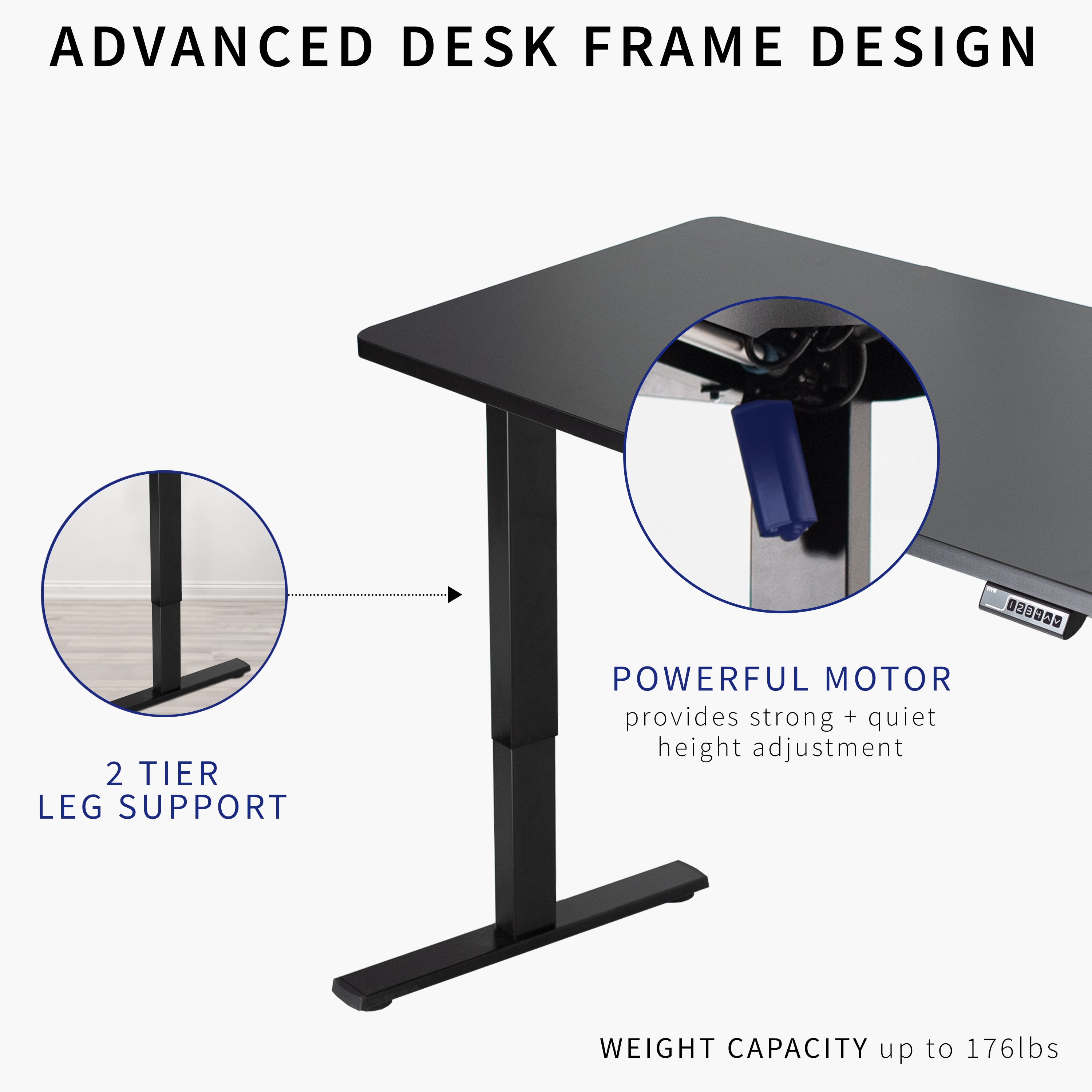 Sturdy ergonomic sit or stand active desk workstation with adjustable height using smart control panel.