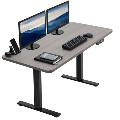 Sturdy ergonomic sit or stand active desk workstation with adjustable height using smart control panel.