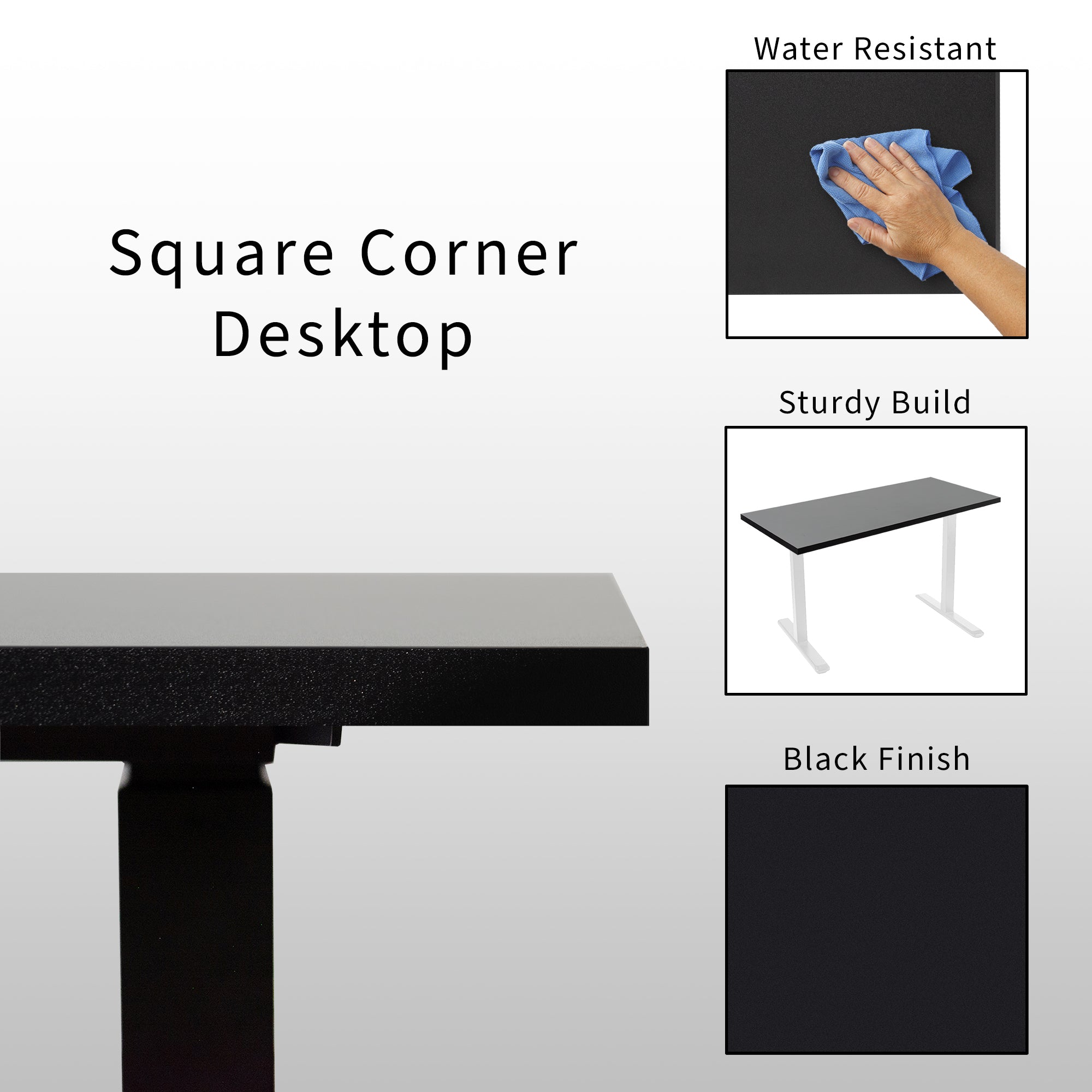 Electric Height Adjustable 55 x 24 inch Memory Stand Up Desk, Solid One-Piece Square Corner Table Top