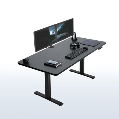 Sturdy ergonomic sit or stand active desk workstation with adjustable height using smart control panel.